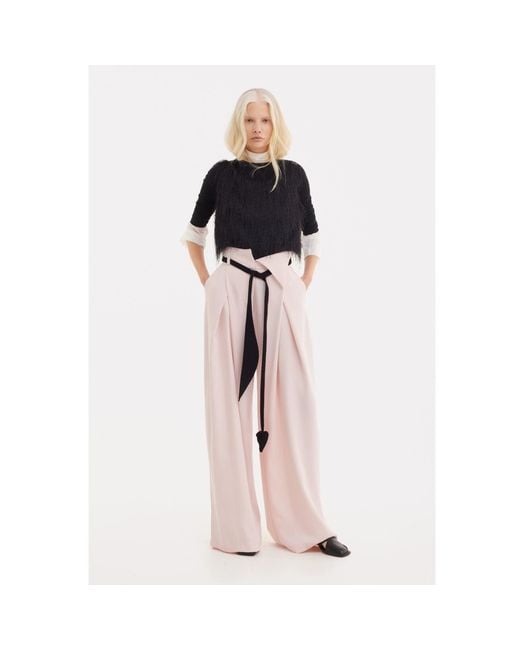Julia Allert Pink Fashion Forward Wide-Leg Pants & Contrast Belt
