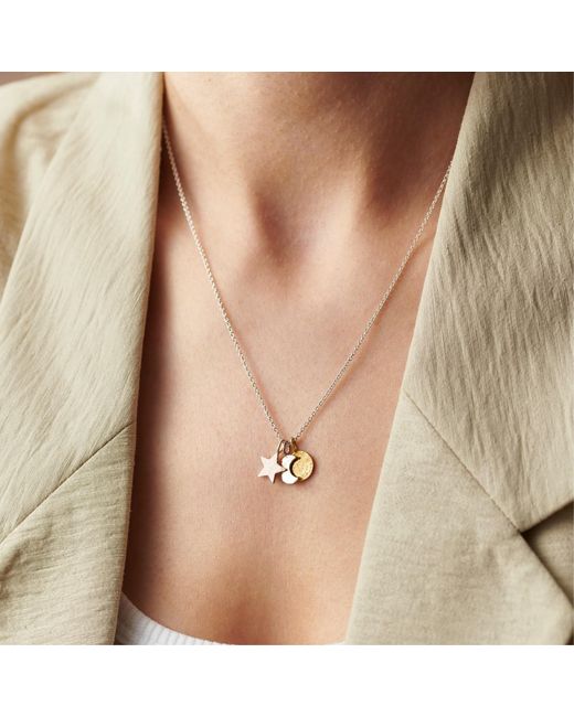 Posh Totty Designs Metallic Textured Mixed Gold Sun Moon & Star Necklace