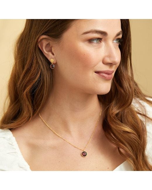 Auree Jewellery Metallic Salina Vermeil Disc & Garnet Earrings