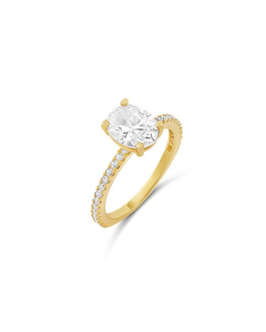 SHYMI Metallic Oval Shape Stone On Pave Band