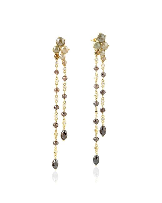 Artisan Metallic Ice Diamond & Diamond Long Drop Earrings