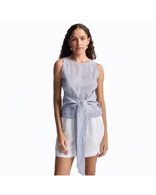 REISTOR Blue Front-Tie Top