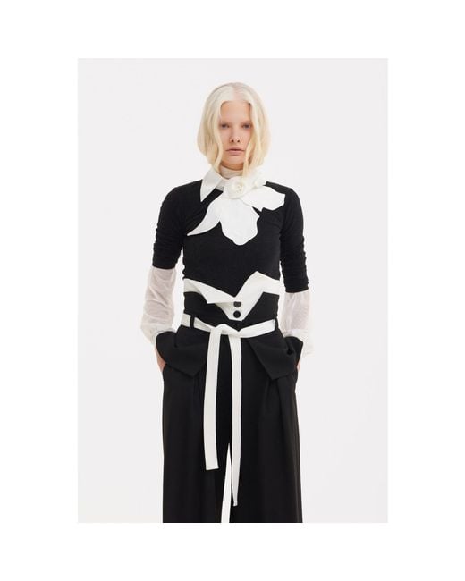 Julia Allert Black Flared Pants With Corset Waistband