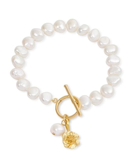 Pearls of the Orient Online Metallic Vita Cultured Freshwater Pearl Bracelet With Cherry Blossom Charm