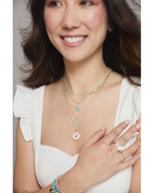 KAMARIA Metallic Mini Opal Butterfly Charm Necklace