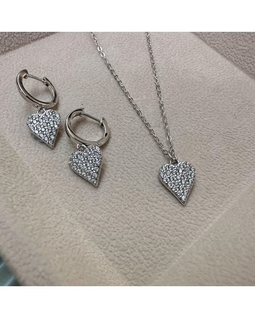 Clemence Wren Metallic Sparkly Heart Pendant Necklace