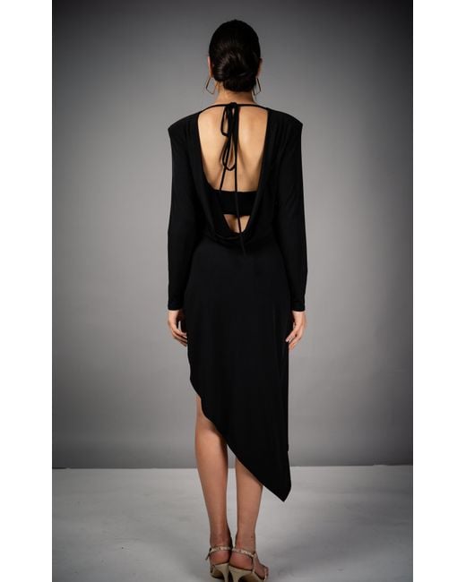 Monice London Black Coco Backless & Bra Friendly Blazer Style Midi Dress