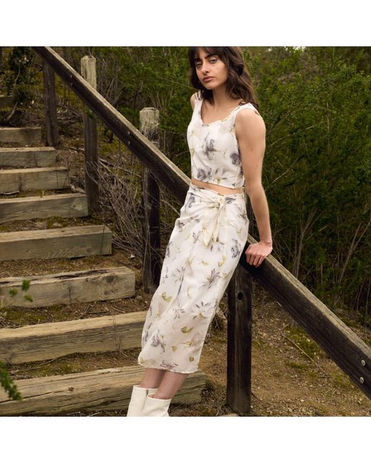 Italia A Collection Natural Neutrals Floral Wrap Pencil Skirt