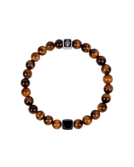 Karma and Luck Brown Confidence Secured Tiger's Eye & Onyx Bracelet for men