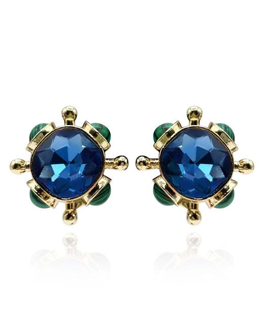 Michael Nash Jewelry Blue Monica Sapphire And Malachite Clip On Sputnik Earrings