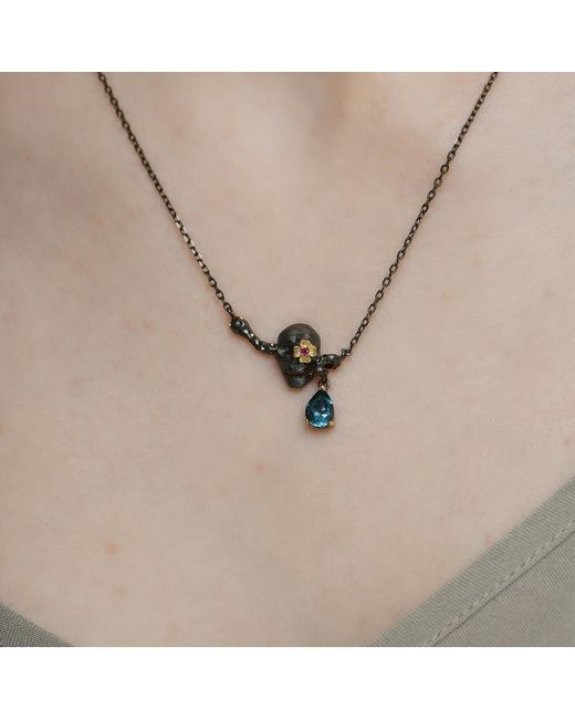 Janus Edinburgh Metallic Muerto Skull Necklace