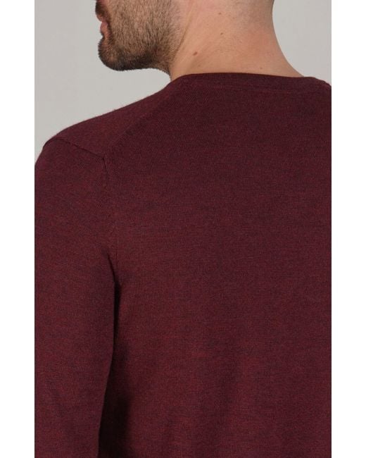 Paul James Knitwear Purple Extra Fine Merino Wool Chester V-Neck Jumper for men