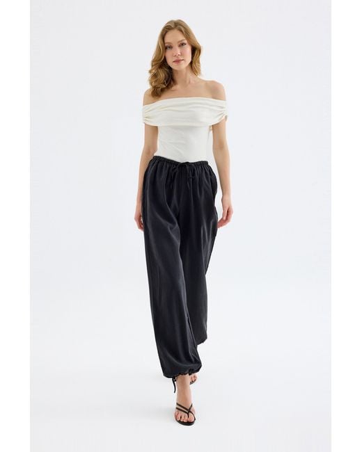 Monlicia Black Novelle Modal Balloon Pants