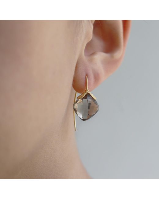 MOUNIR LONDON Metallic Smoky Quartz Diya Earrings