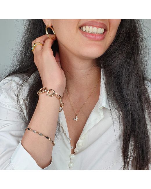 Harfi Metallic Vermeil Textured Paperclip Link Bracelet