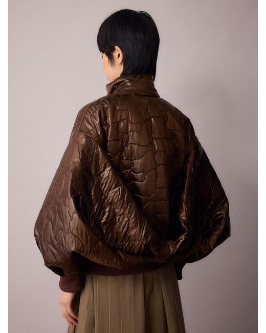 Amanda Thompson Couture Brown Ms K Bomber Jacket Quilting Chocolate