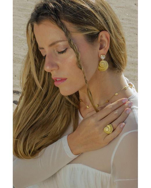 Marcia Moran Metallic Oceania Earrings With Tanzanite