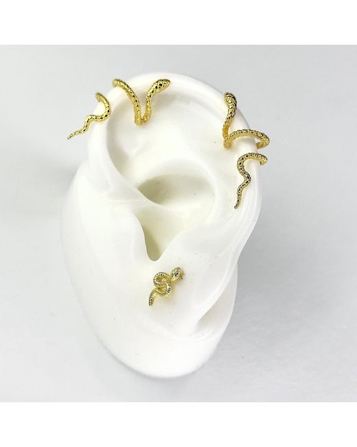 Jagged Halo Jewelry Metallic Serpent Stud Earrings