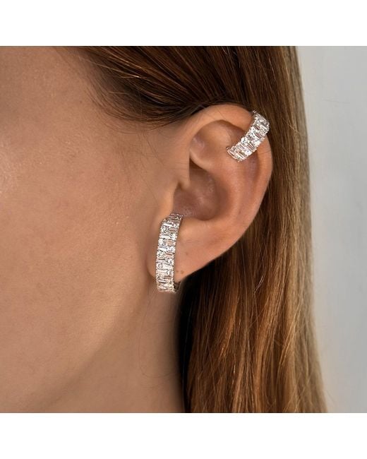 SALLY SKOUFIS White Culture Ear Cuff With Made Cz Diamond Stimulant