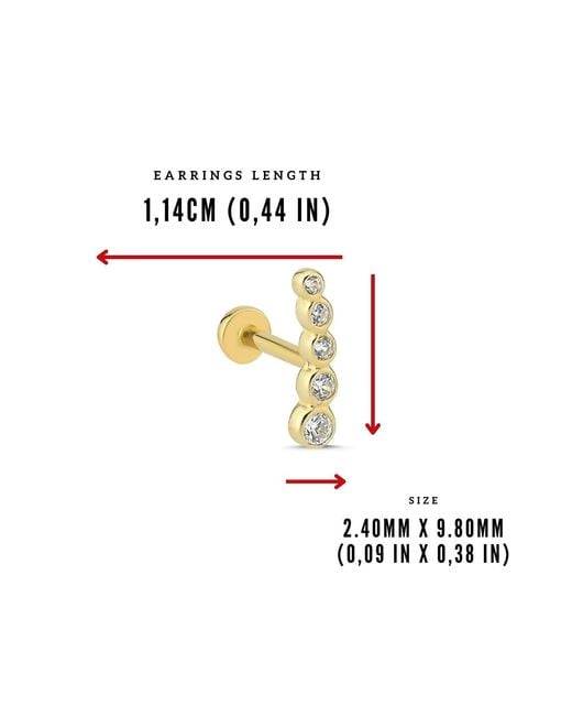 LINYA JEWELLERY Metallic Real Five Stone Tragus, Round Stone Piercing, Screw Back Climber Earrings, Cartilage Moissanite Earrings, Piercing Jewelry