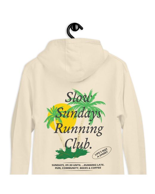 Anchor and Crew White Neutrals Bone Palm Tree Slow Sundays Running Club Cotton Blend Hoodie for men