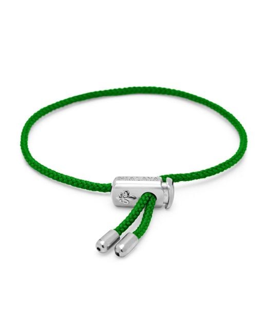 Nialaya Green String Bracelet With Adjustable Lock for men