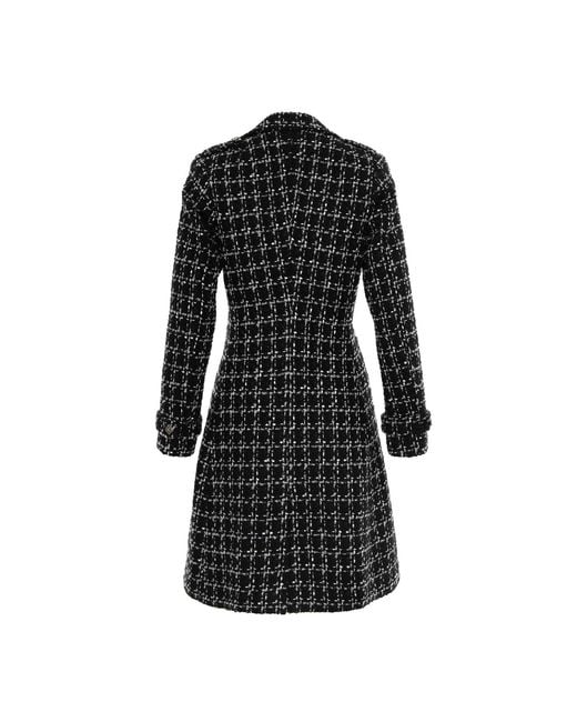 AVENUE No.29 Black Double Breasted Military Coat With Contrast Buttons –