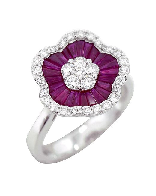 Artisan Purple Ruby And Diamond Flower Ring