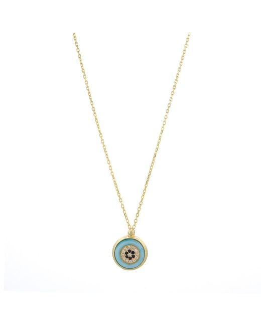 Ebru Jewelry Metallic Enamel Evil Eye Pendant Necklace