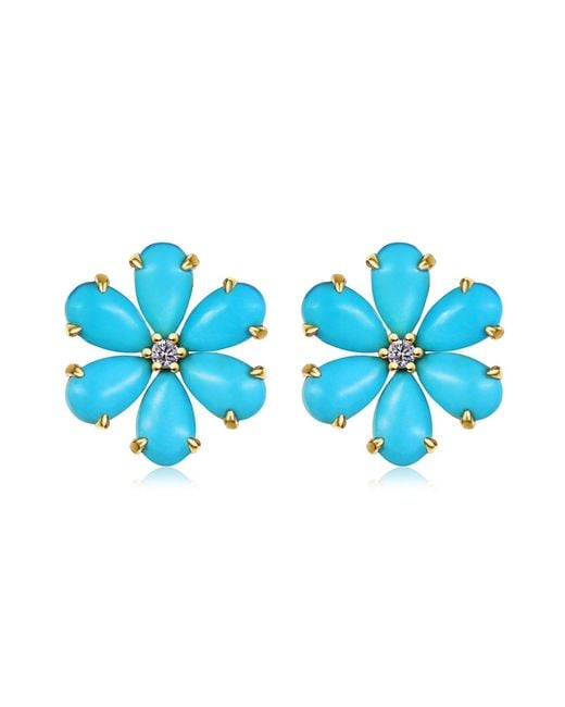 Kai Fine Jewelry Blue Solid Natural & Diamond Earrings