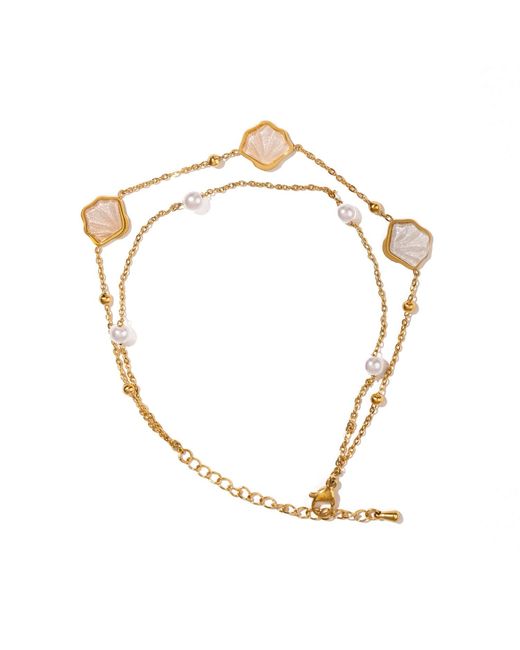 Ebru Jewelry Metallic Pearl Seashell Dreams Anklet