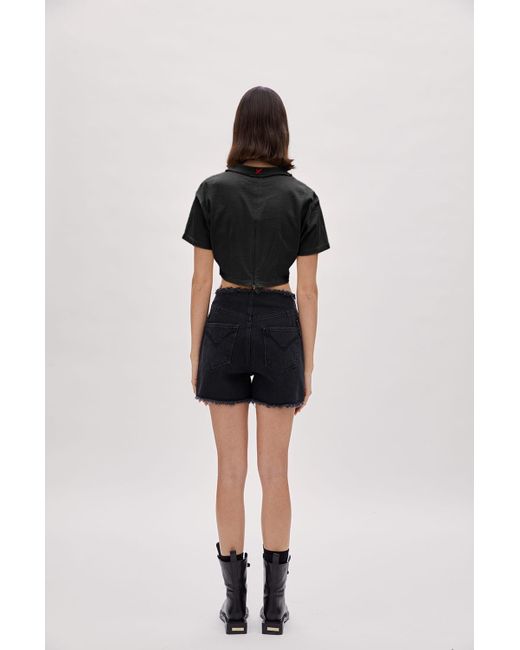 Pcfg Black Cotton Destroyed Crop Tee