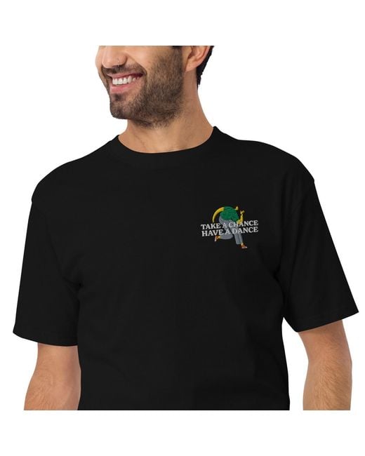 Anchor and Crew Black Take A Chance Have A Dance Disco! Heavy Cotton Embroidered T-Shirt for men