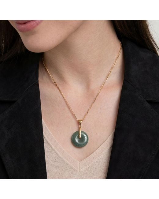 seree Green Button Jade Pendant Necklace