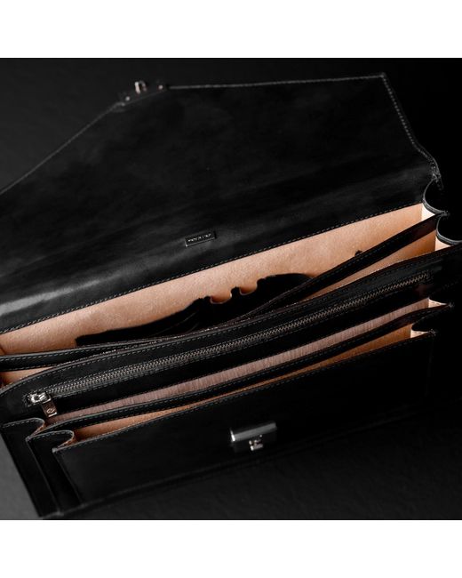 Time Resistance Black Classic Design Leather Briefcase for men