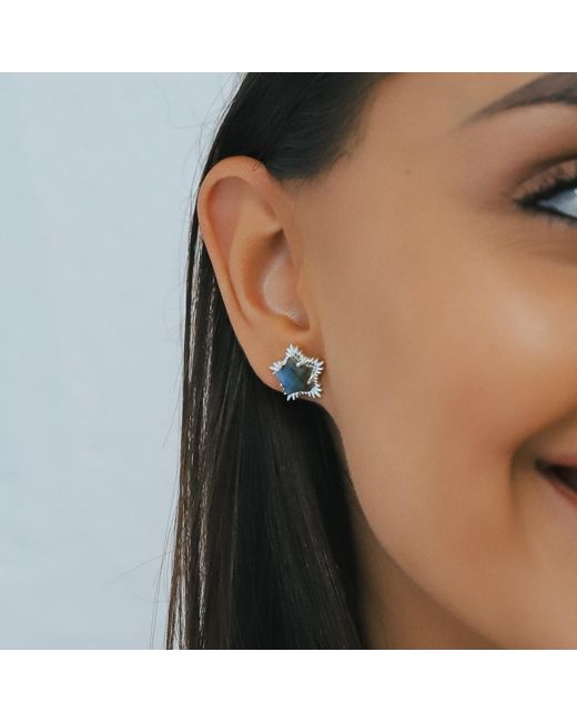 Luna Charles Blue Felicity Labradorite Spiky Star Stud Earrings
