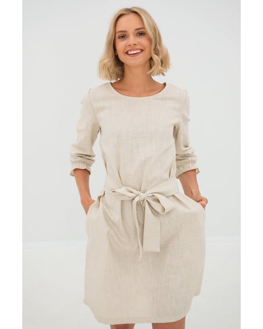 LeMuse Pink Emma — Stonewashed Linen Dress With Pockets & Tie Belt