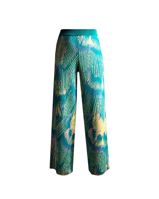 Essien & Emre Blue Arden Merino Wool Knitted Pattern Trousers
