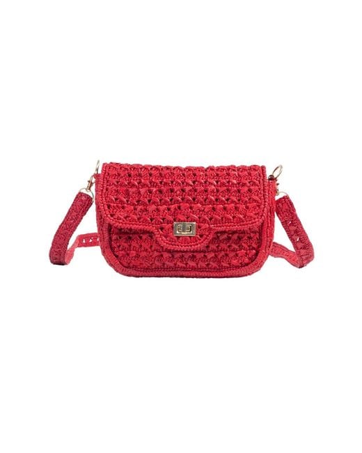 Zanatany Concepts Red Cassie Raffia Bag
