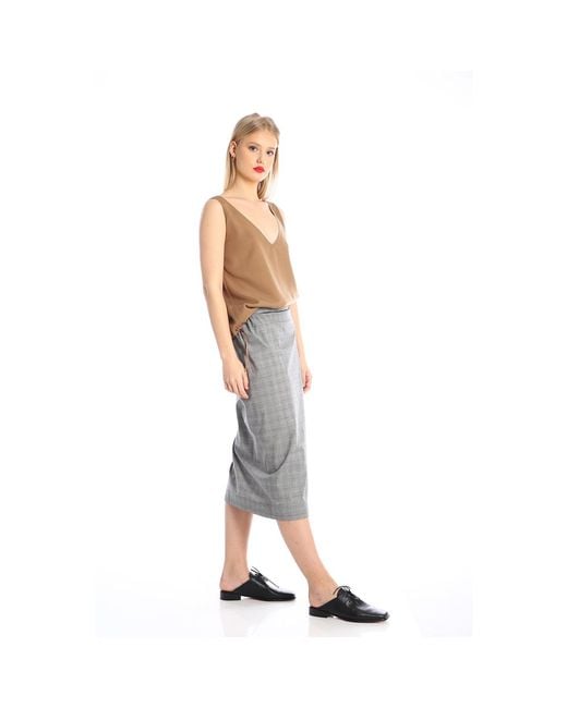 Silvia Serban Gray Checkered Side Over Side Skirt