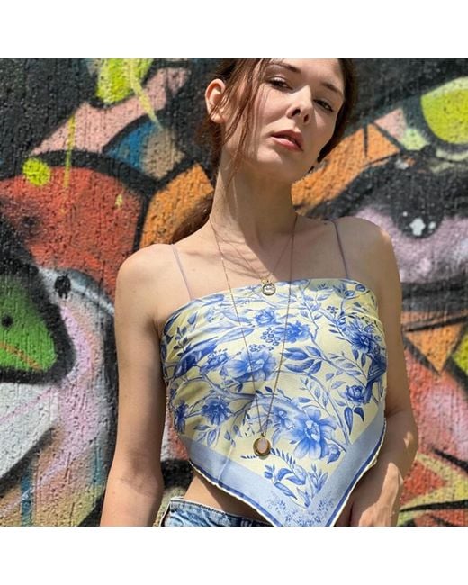 Ralufineart Blue Silk Scarf The Magic Tree Tale