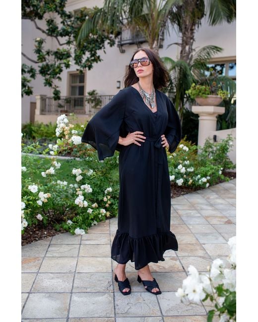 Jennafer Grace Black Janys Scarf Sleeve Kimono