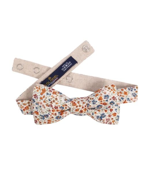 LE COLONEL Pink Red / Neutrals / Brown Terracotta Phoebe Liberty Bow Tie for men