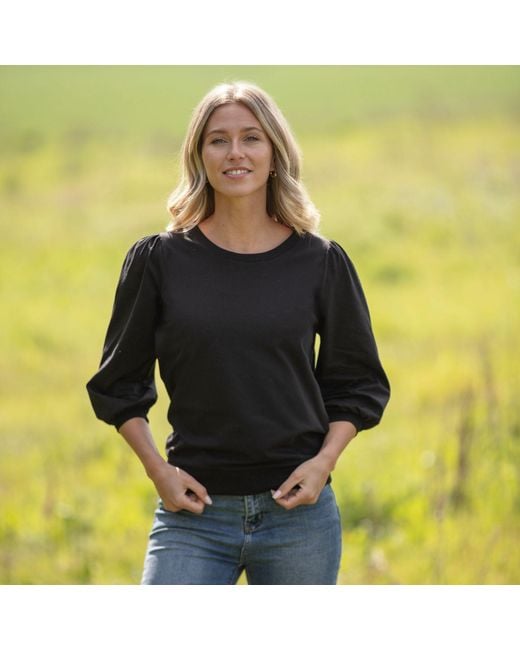 Cove Black Belle Puffed Sleeve Top
