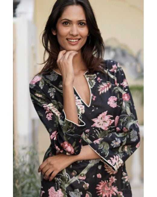 La Mandarine Black Kaftan, Juanita Long Kaftan Dress, Beach Kaftan, Luxury Beach Coverup With Pockets