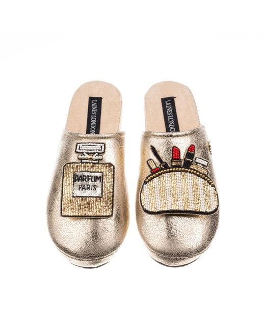 Laines London Metallic Softie Slippers With Beauty Bag & Perfume Brooches