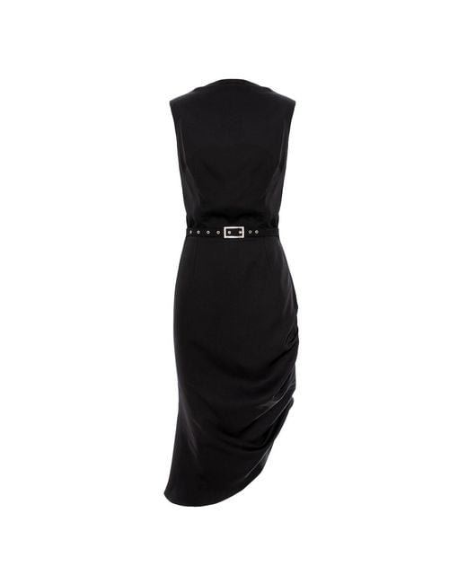 AVENUE No.29 Black Cowl Neckline Asymmetric Viscose Midi Dress
