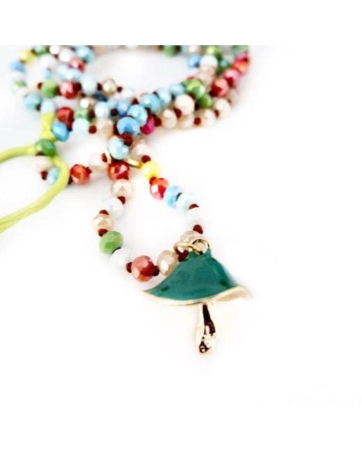 Persia Dona Jewelry Green Colorful Gemstone Mushroom Necklace