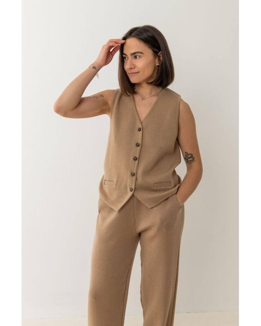 SALANIDA Natural Neutrals Galante Knitted 100% Merino Waistcoat