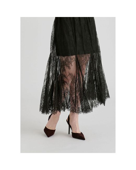 Paisie Black Two-Piece Lace Skirt With Godet Paneling